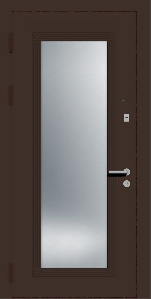 Дверь входная с зеркалом коричневая